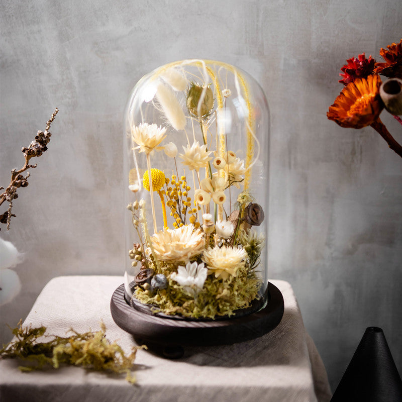 Handmade Dried Flower with Micro Landscape and Glass Cover