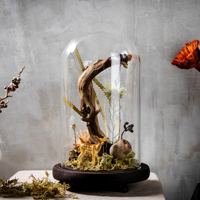 Handmade Dried Flower with Micro Landscape and Glass Cover