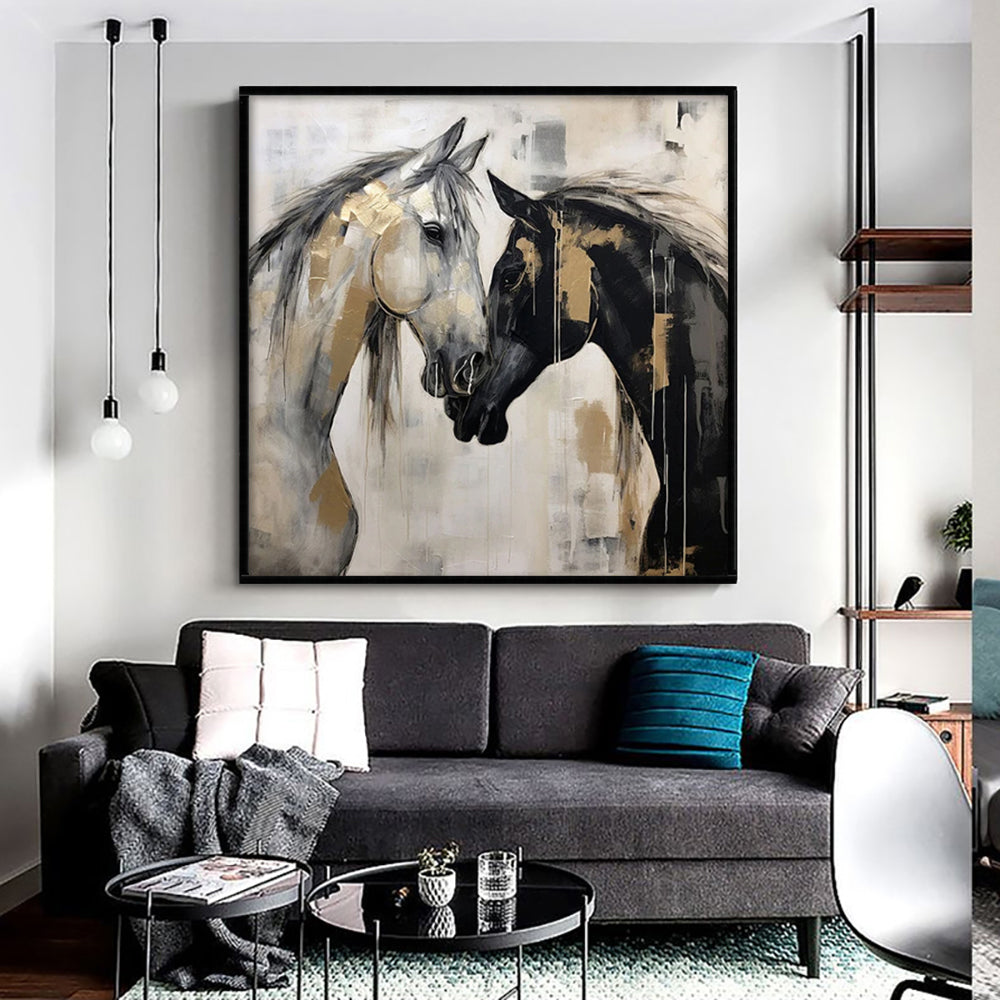 Hand-Painted Abstract Horses Painting