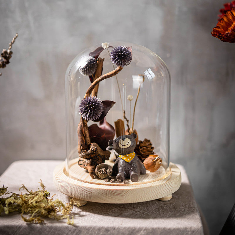 Handmade Dried Flower with Micro Landscape and Glass Cover
